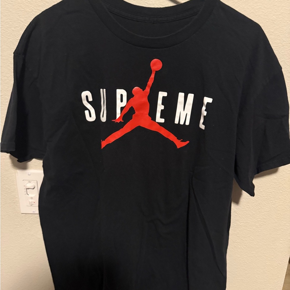 SUPREME x Jumpman Black Tee with Red Logo